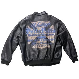 Vintage Pelle Pelle, Marc Buchanan Leather Jacket Sz: 54 Dark Blue/Purple Black